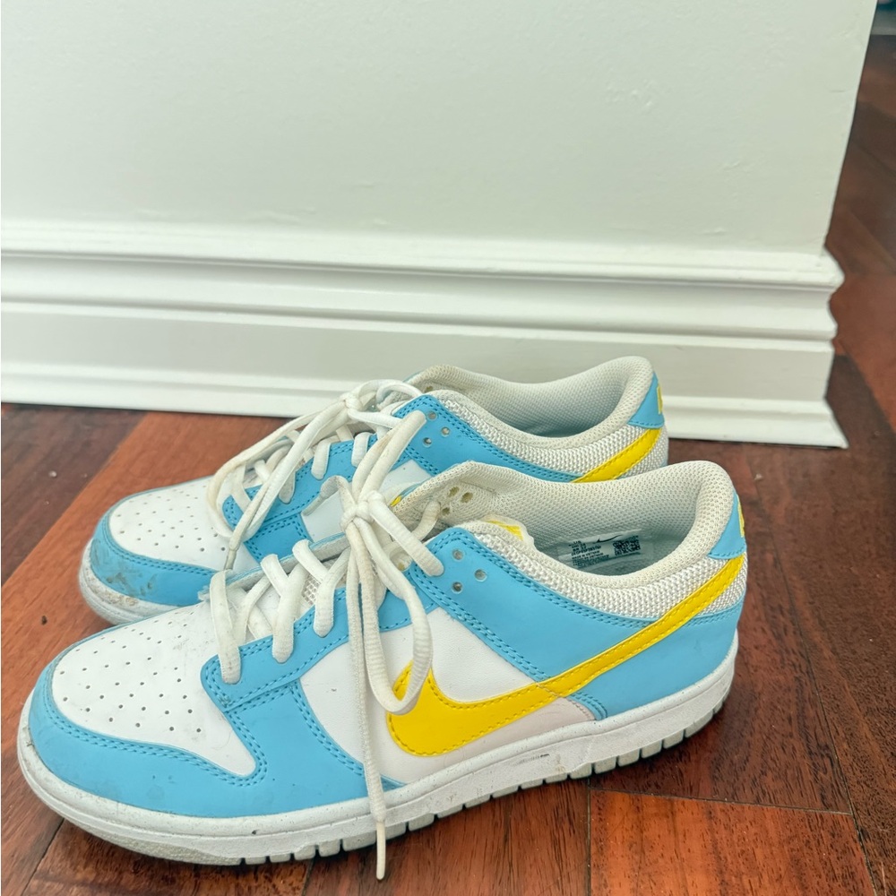 Nike Blue and Yellow Sneakers Classic Dunk Low Style